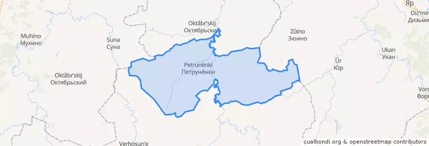 Mapa de ubicacion de Петрунёнское сельское поселение.