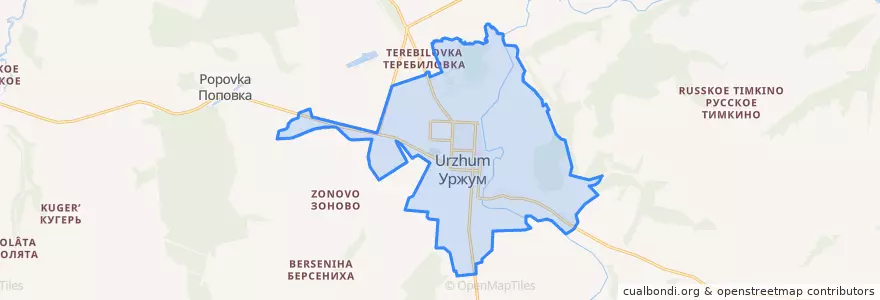 Mapa de ubicacion de Уржумское городское поселение.