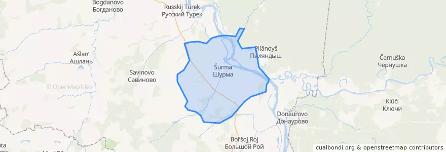 Mapa de ubicacion de Шурминское сельское поселение.