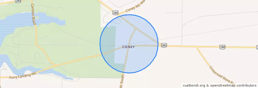 Mapa de ubicacion de Coney.