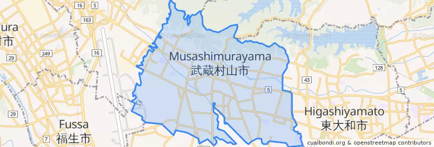 Mapa de ubicacion de 武蔵村山市.