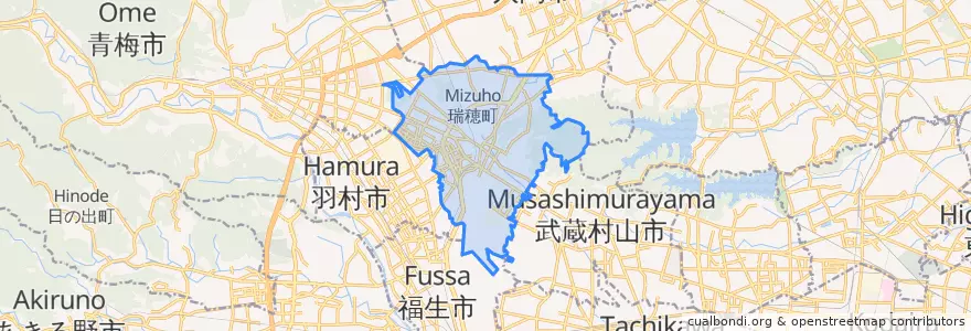 Mapa de ubicacion de 瑞穂町.