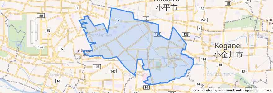 Mapa de ubicacion de 国分寺市.