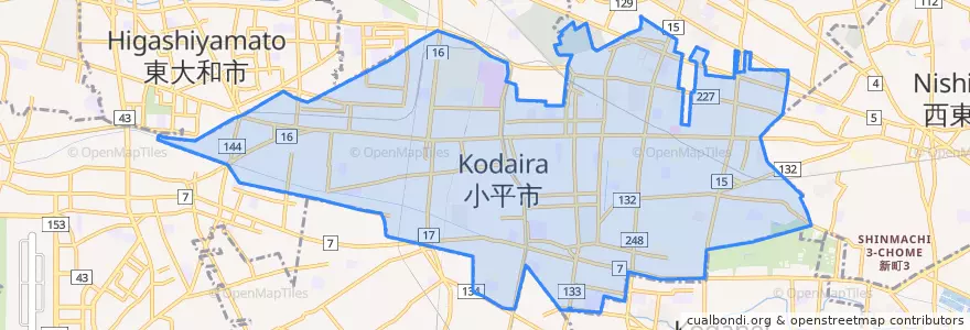 Mapa de ubicacion de 小平市.