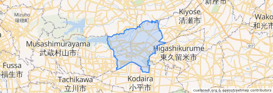 Mapa de ubicacion de Higashimurayama.