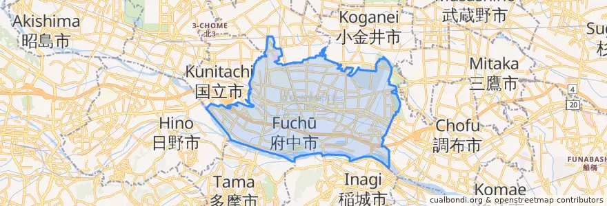 Mapa de ubicacion de 府中市.