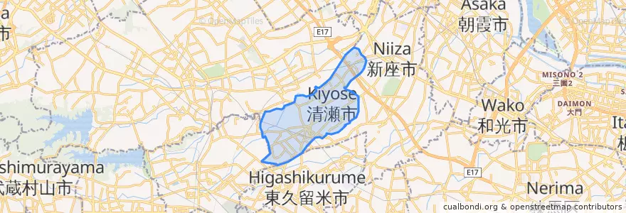 Mapa de ubicacion de 清瀬市.