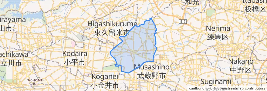 Mapa de ubicacion de Nishitokyo.