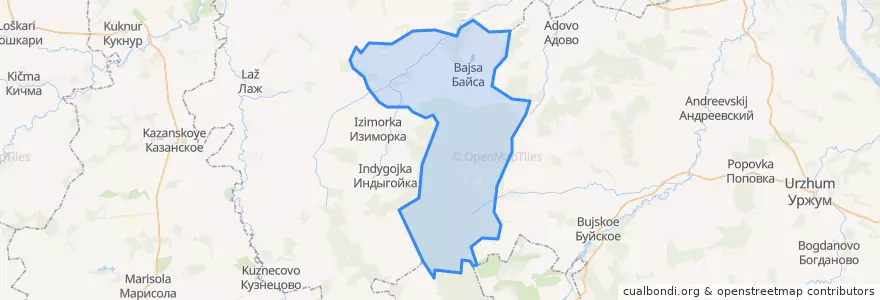 Mapa de ubicacion de Байсинское сельское поселение.