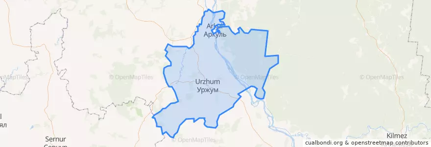 Mapa de ubicacion de Уржумское сельское поселение.