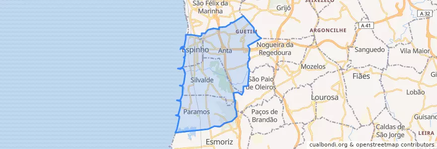 Mapa de ubicacion de Espinho.