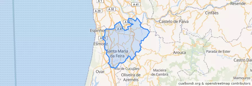 Mapa de ubicacion de Santa Maria da Feira.