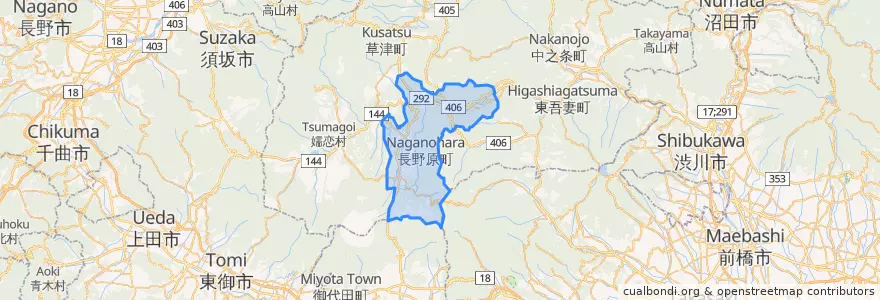 Mapa de ubicacion de 長野原町.