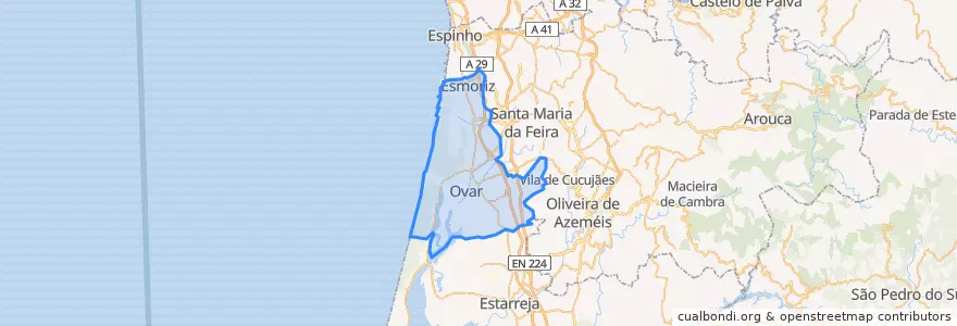 Mapa de ubicacion de Ovar.