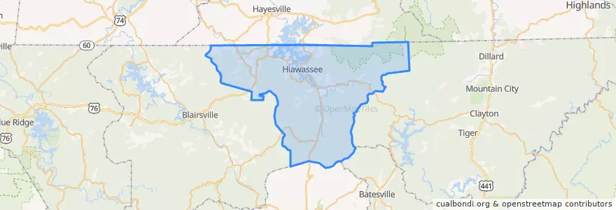 Mapa de ubicacion de Towns County.