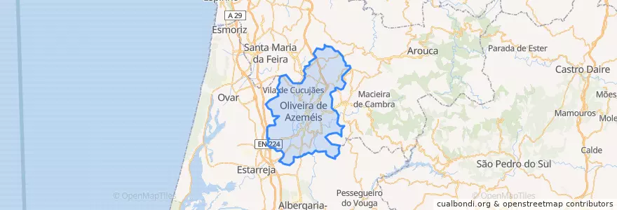 Mapa de ubicacion de Oliveira de Azeméis.
