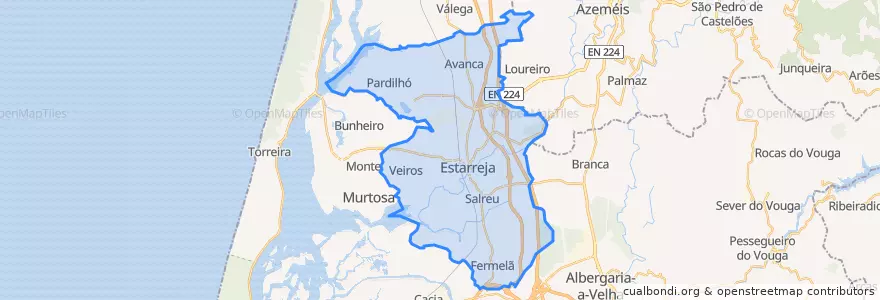 Mapa de ubicacion de Estarreja.