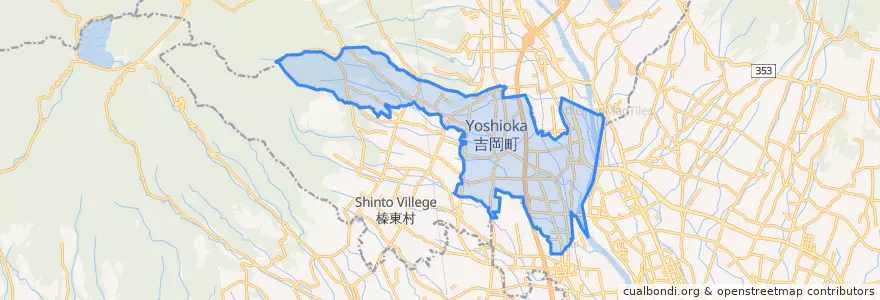 Mapa de ubicacion de 吉岡町.