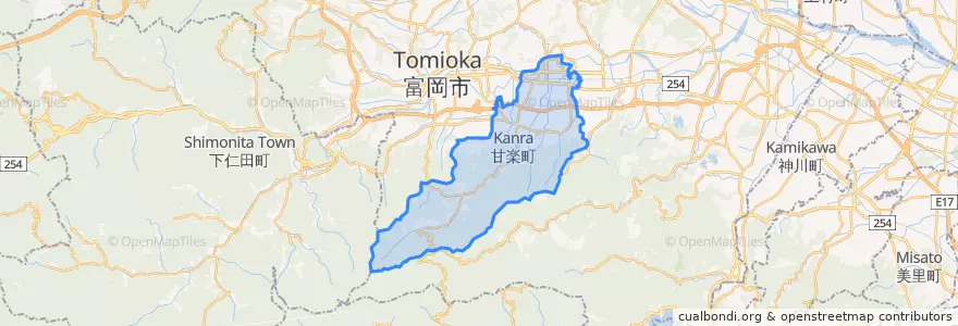 Mapa de ubicacion de 甘楽町.