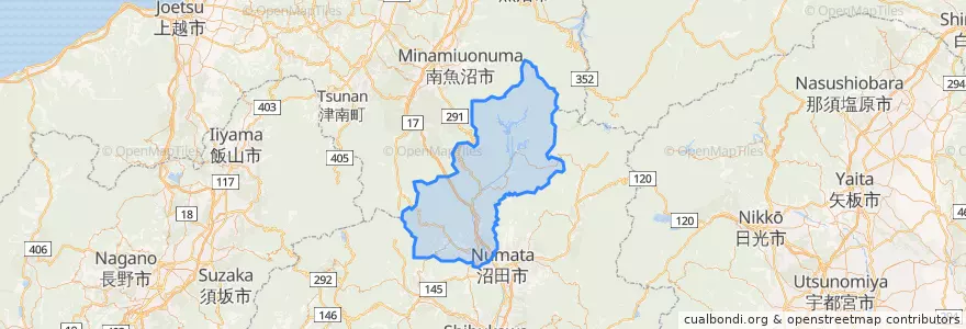 Mapa de ubicacion de みなかみ町.