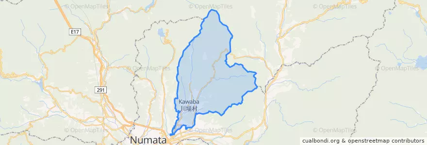 Mapa de ubicacion de Kawaba.