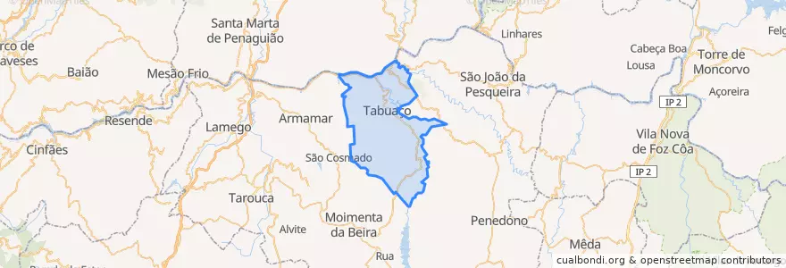 Mapa de ubicacion de Tabuaço.