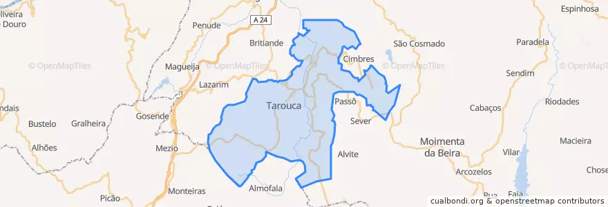 Mapa de ubicacion de Tarouca.