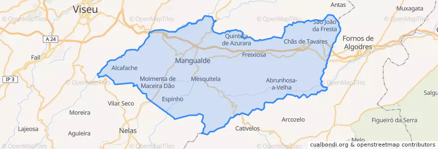 Mapa de ubicacion de Mangualde.