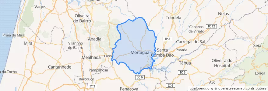 Mapa de ubicacion de Mortágua.
