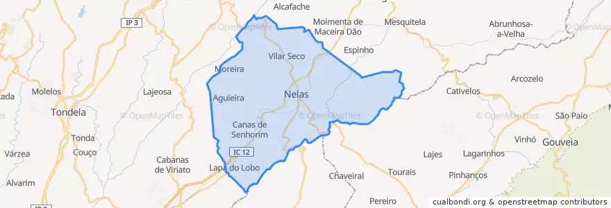Mapa de ubicacion de Nelas.