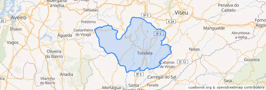Mapa de ubicacion de Tondela.
