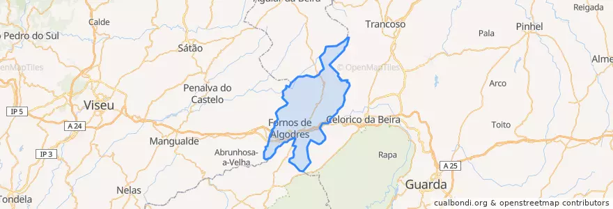 Mapa de ubicacion de Fornos de Algodres.
