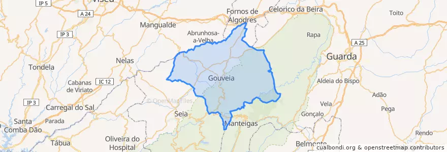 Mapa de ubicacion de Gouveia.