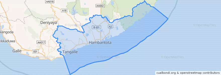Mapa de ubicacion de Hambantota District.