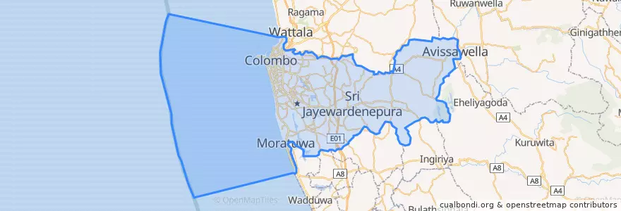 Mapa de ubicacion de Distrikt Colombo.