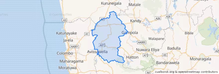 Mapa de ubicacion de Kegalle District.