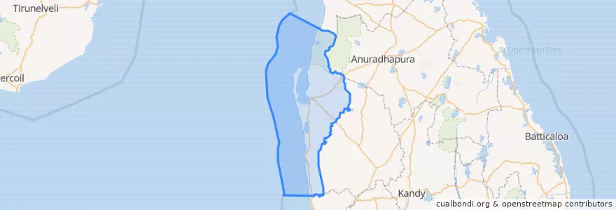 Mapa de ubicacion de Puttalam District.