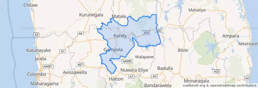 Mapa de ubicacion de Kandy District.