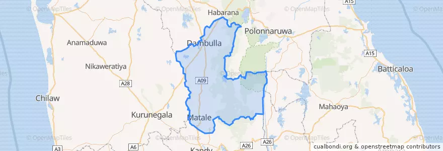 Mapa de ubicacion de Matale District.