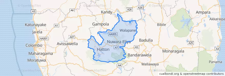 Mapa de ubicacion de Nuwara Eliya District.