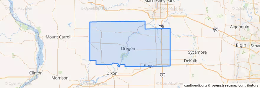 Mapa de ubicacion de Ogle County.