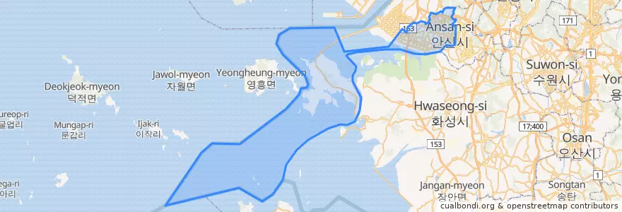 Mapa de ubicacion de 단원구.
