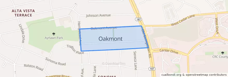 Mapa de ubicacion de Oakmont.
