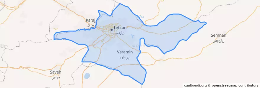 Mapa de ubicacion de استان تهران.