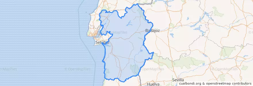 Mapa de ubicacion de Alentejo.