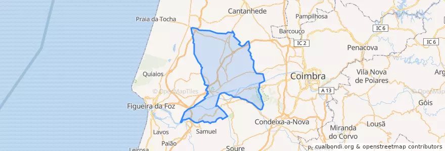 Mapa de ubicacion de Montemor-o-Velho.