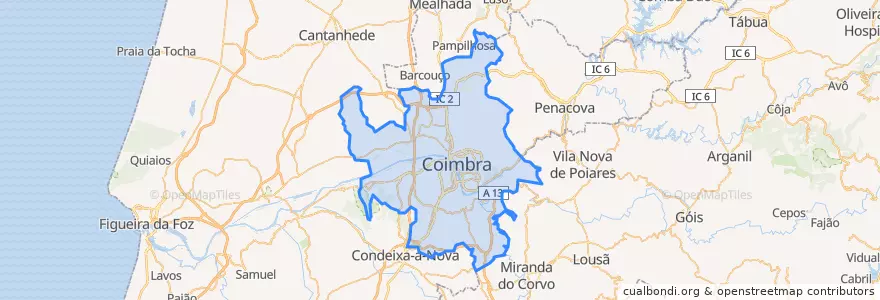 Mapa de ubicacion de Coimbra.
