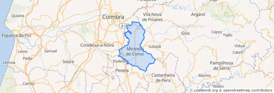 Mapa de ubicacion de Miranda do Corvo.