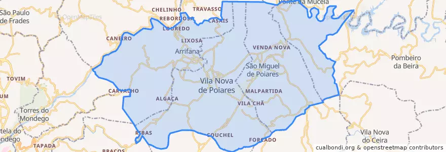Mapa de ubicacion de Vila Nova de Poiares.