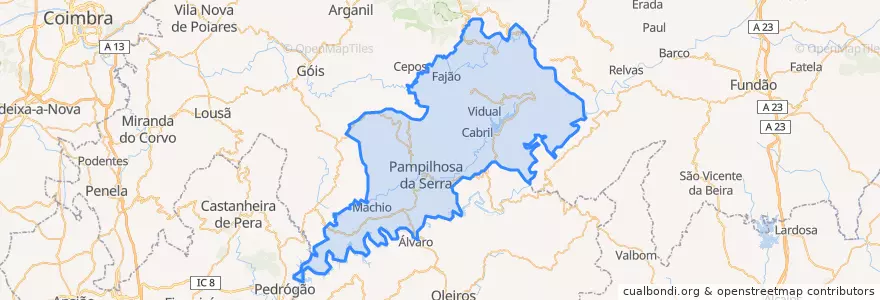 Mapa de ubicacion de Pampilhosa da Serra.